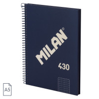 Klade A5, 80 lapas, rūtiņu ar spirāli, 95 gr. 430 Blue, MILAN