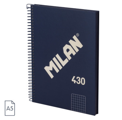 Klade A5, 80 lapas, rūtiņu ar spirāli, 95 gr. 430 Blue, MILAN
