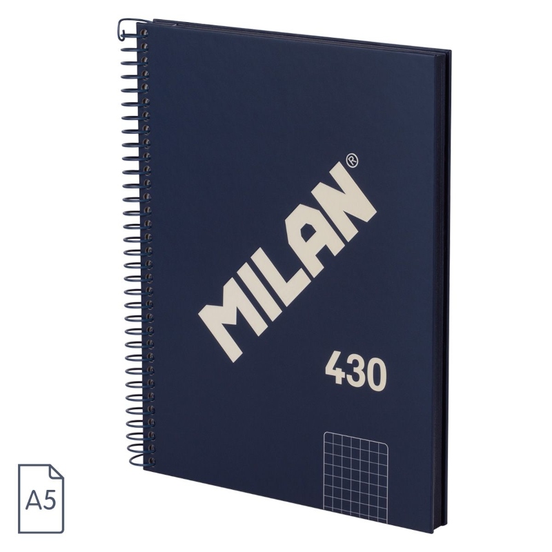 Klade A5, 80 lapas, rūtiņu ar spirāli, 95 gr. 430 Blue, MILAN