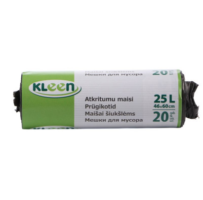 Atkritumu maisi 25L, 46x60cm, melni 8mic, HDPE, 20gab/rul (100rul/kast)