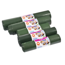 Atkritumu maisi 100L, 72x112cm, zaļi/melni, 60mikr, LDPE, 5gab/rul, 25rul/kastē