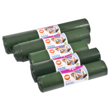 Atkritumu maisi 350L, 120x150cm, zaļi/melni, 60mikr, 2-kārt, LDPE, 5gab/rul, 15rul/kastē