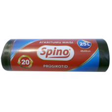 Atkritumu maisi 25L, 48 x 60cm, 9my, melni, HDPE, rullī 25 gab./50 rulli/ kaste