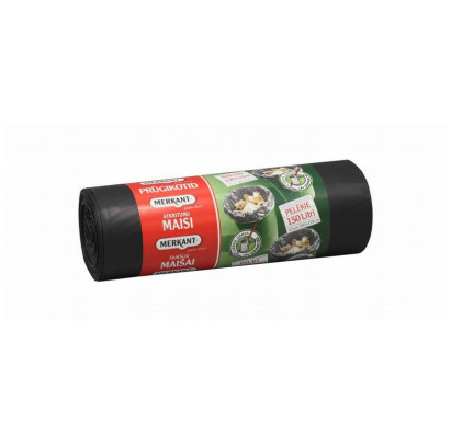 Atkritumu maisi150L, 80x110cm, pelēki, 37mikr, LDPE, MERKANT, 10gab/rul, 8rul/kastē