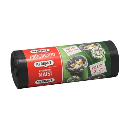 MERKANT atkritumu maisi 100 L, 70 x 95 cm, pelēki, 32 mikr, LDPE, 10 gab/rul
