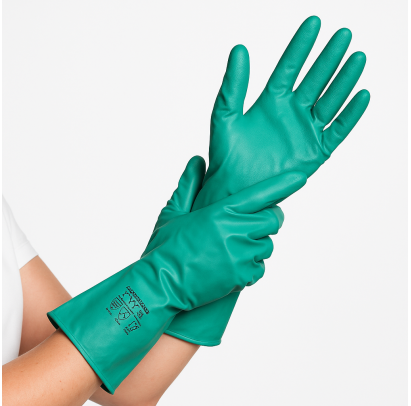 Nitrila cimdi PROFESSIONAL, zaļi, 400mik, S izmērs, 34cm, pāris