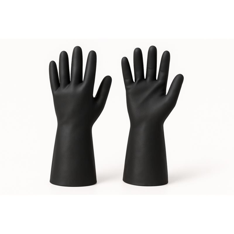 Gumijas cimdi ar floku NEO 400, melni, XL izmērs, 33cm, pāris