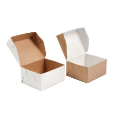Kartona konditorejas kaste 120x100x60mm 300gsm,100gb.,balta/brūna