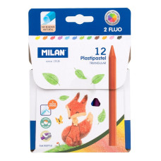 Krītiņi vaska 12 krāsas trīsstūraini 12 cm,  Plastipaste MILAN