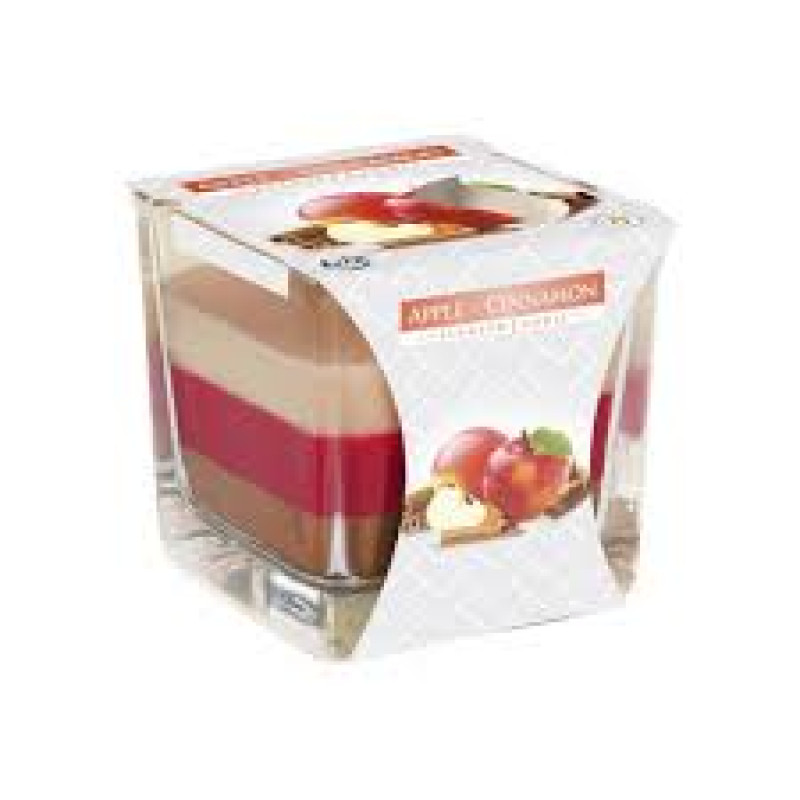 Svece stikla traukā 8x8cm arom.32h Apple-