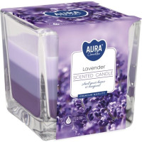 Svece stikla traukā Lavander