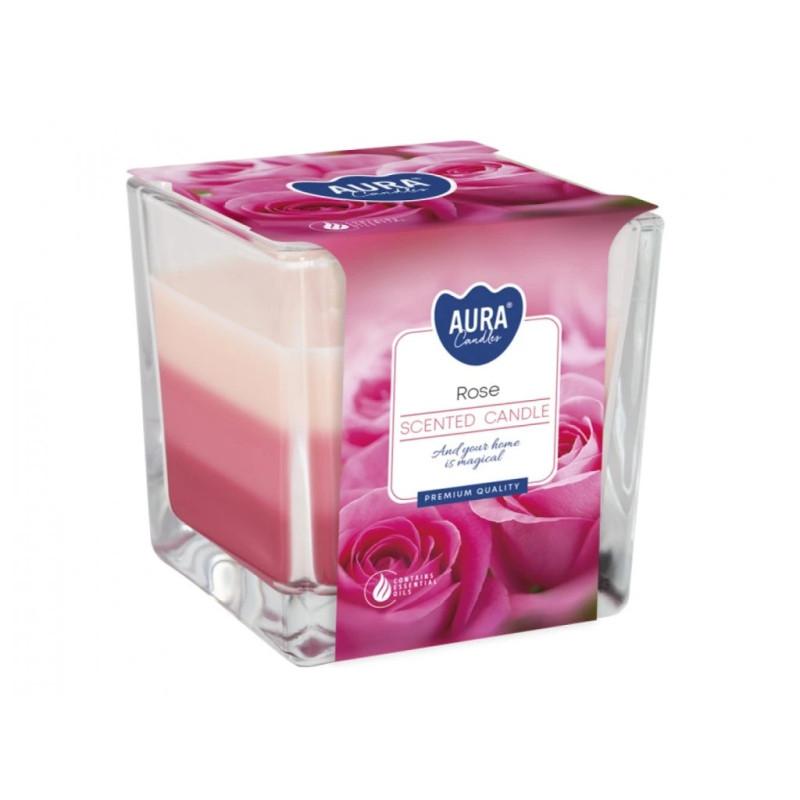 Svece stikla traukā Rose