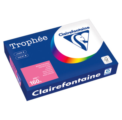 Krāsains papīrs A4, 160g/m2, 250 loksnes, spilgti rožā, Trophee