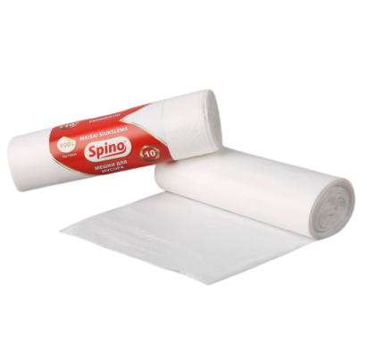 Atkritumu maisi 100L, 70x110cm, balts, SPINO, 10gab/rul.
