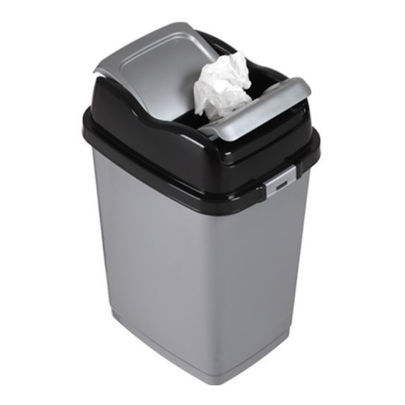 Atkritumu kaste Locked Easy pelēka-melna, 10L
