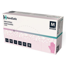 Nitrila cimdi bez pūdera GN560 Handsafe, Exam Gloves, rozā, L izmērs, 100gab