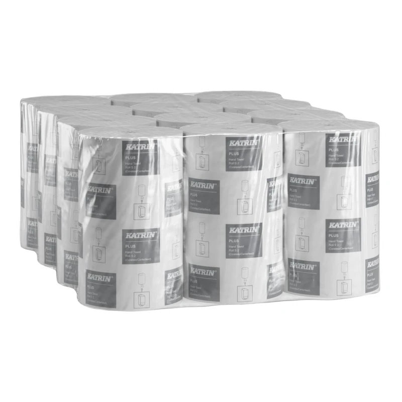Dvieļi ruļļos Plus S2, 2 slāņu, 60 m, balti KATRIN