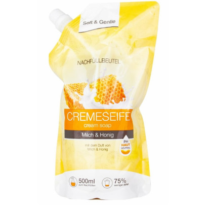 SOFT & GENTLE krēmziepes piens & medus  rezerve 500ml