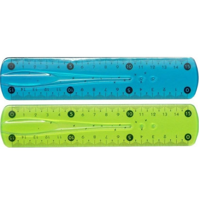 Lineāls 15cm elastīgs, neona krāsas FLEX