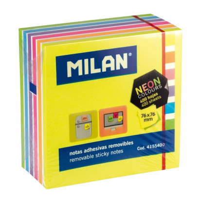 Līmlapiņas 76x76mm, 400 lap. 6 neona krāsas Milan