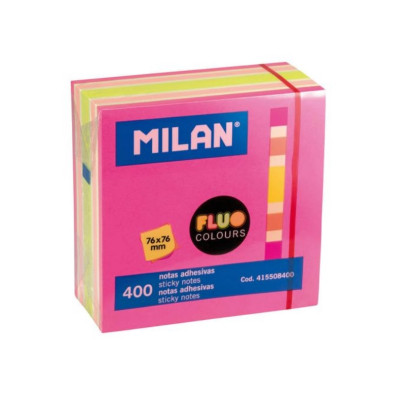 Līmlapiņas 76x76mm, 400 lap. 4 neona krāsas Milan