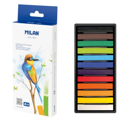 Pasteļkrītiņi SOFT PASTELS 12 krāsas, Milan