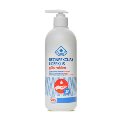KVADRO dezinfekcijas līdzeklis rokām gēls etanols 70% ar dozatoru, 500 ml