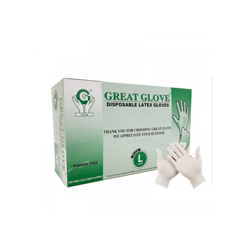 Lateksa cimdi GREATGLOVE, bez pūdera, XL izmērs, 100gab