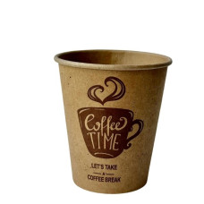 Papīra glāzes, 1-sl., 360ml, 12oz. COFFEE TIME, kraft, d.90mm, 50gab/iep., 20 iep/kastē
