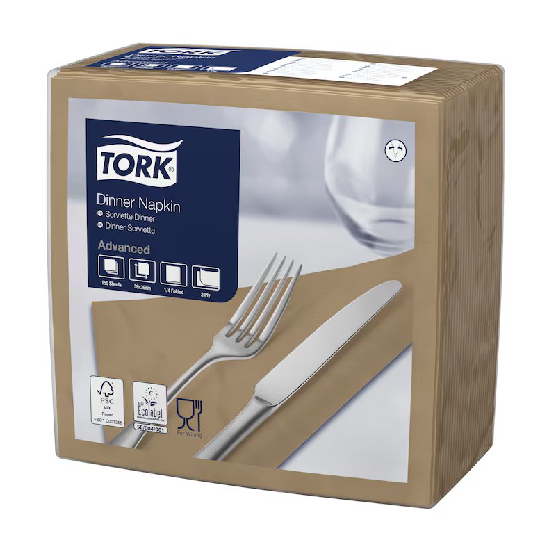 Banketu salvetes cepumu krāsa, 39x39cm, 1/4 locītas, 2 kārtas 150gab./pac. Tork