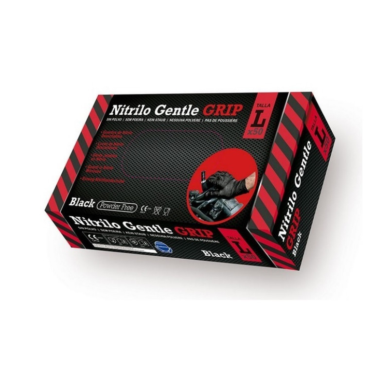 Nitrila cimdi GENTLE GRIP, melni ,L izmērs, 50gab
