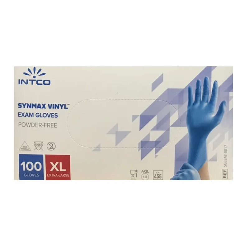 Vinila cimdi, zilii, XL izmērs, 100gab