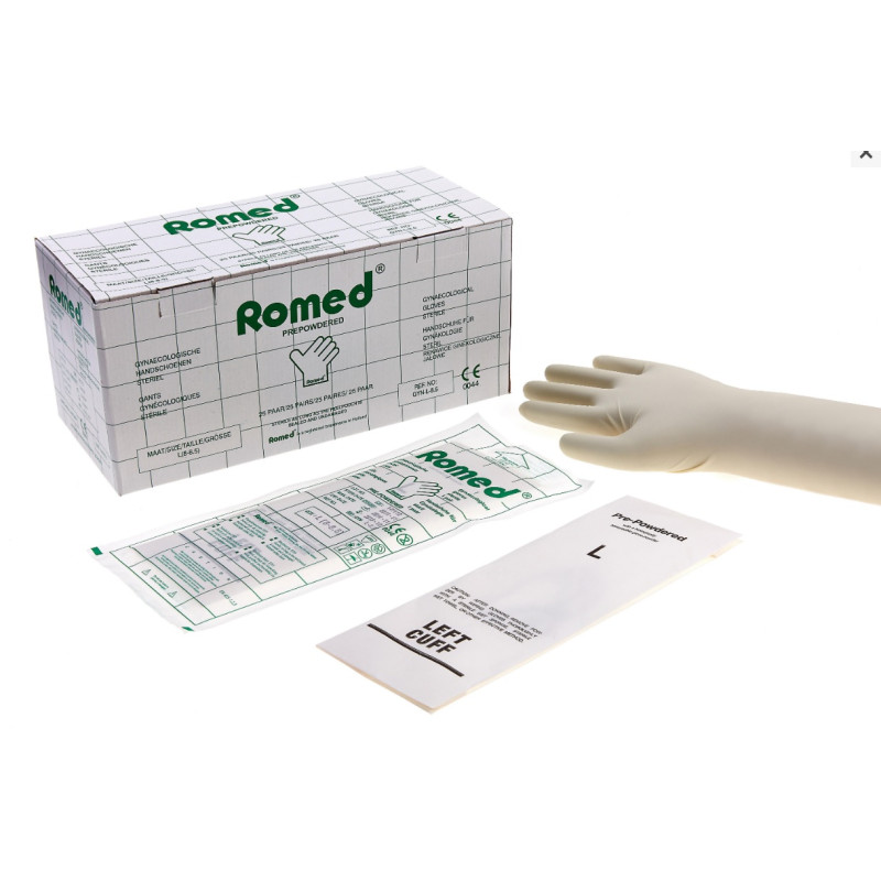 Cimdi sterili ginekoloģiskie, bez pūdera, 6.5/7.0 izmērs, 50 pāri