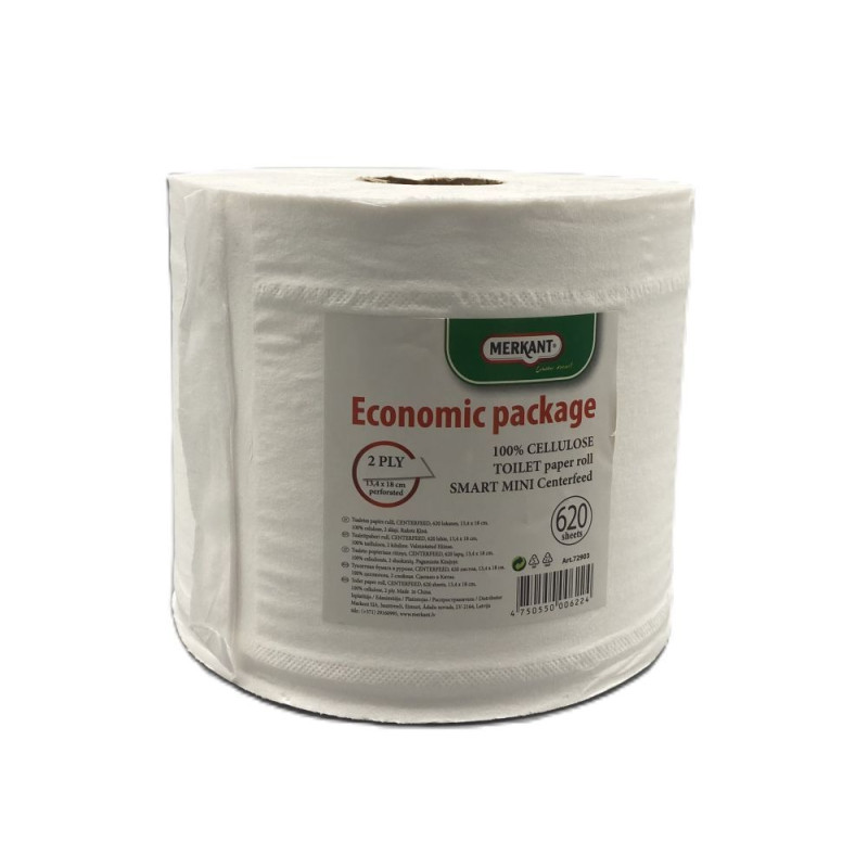 Tualetes papīrs, balts, 620 loksnes, 112m,SMART ONE  CENTERFEED, 13,4x18cm, (12gab/iep)