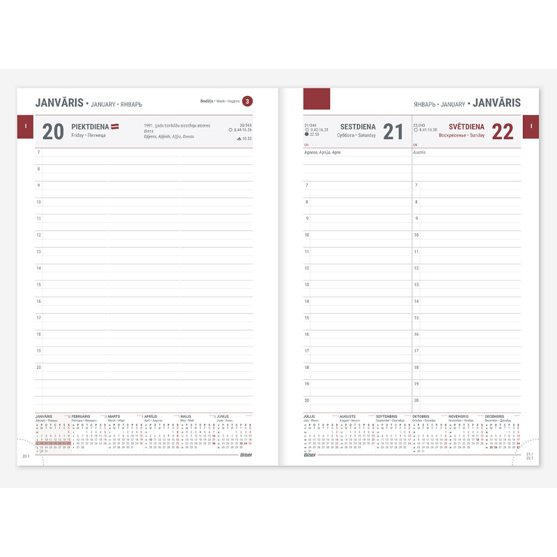 Dienasgrāmata Business Classic, bordo, Timer 2026g. (TIM2315800005)