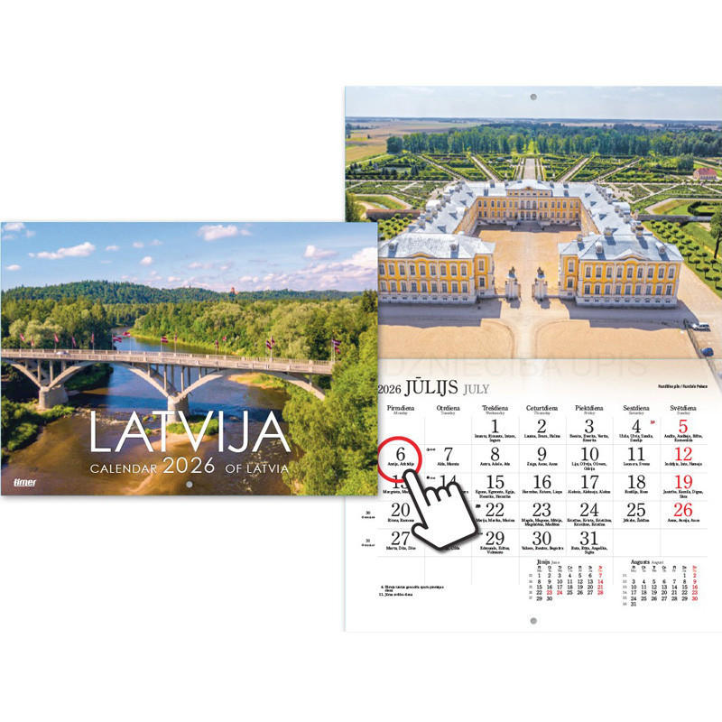 Sienas kalendārs, Latvija, Timer, 2026g. (TIM2315408000)