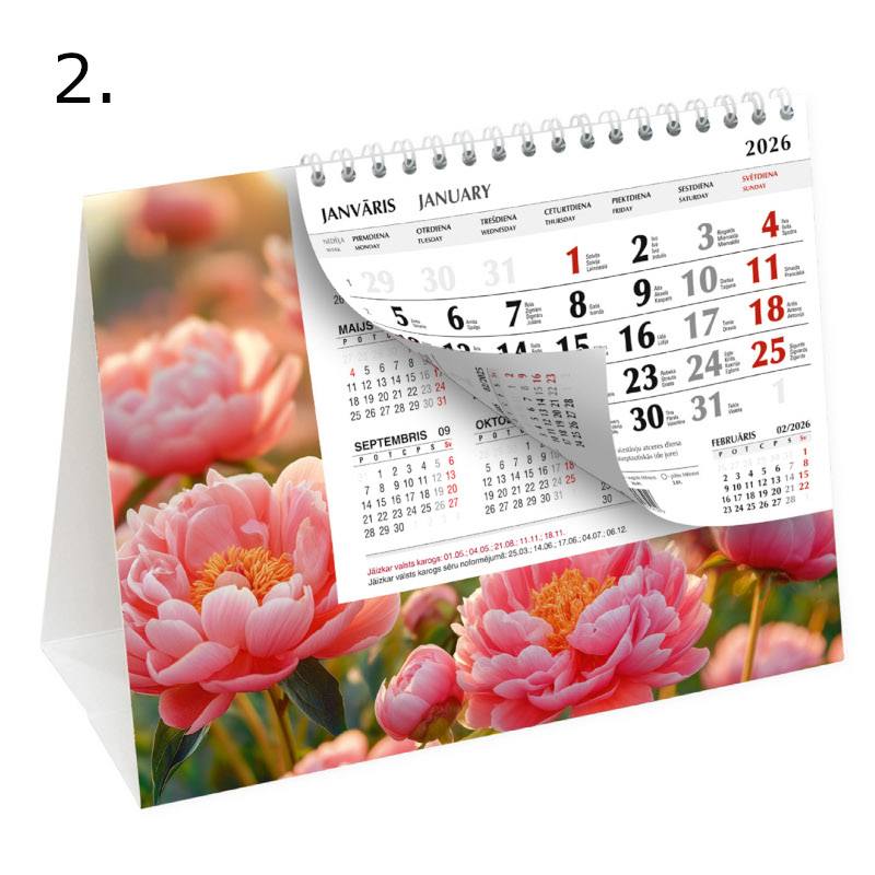 Galda kalendārs PYRAMID, 2 valodās, 2026g. (MOS62051)