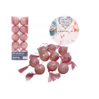 LED virtene kokvilnas bumbiņas 10gab/6cm/roza