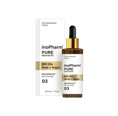 INOPHARM BIO eļļa sejas un kakla kopšanai, Rose + Argan, 30 ml