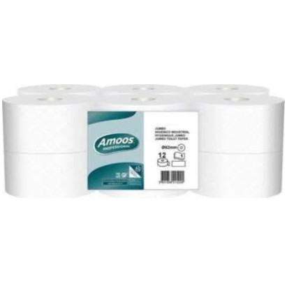Tualetes papīrs Amoos, 1-slāņu, 200m, 558 loksnes, 23g/m2, d20x8,6cm, s-62mm Jumbo Mini