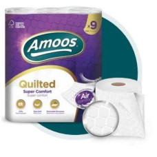 Tualetes papīrs AMOOS QUILTED, 3-slāņu, 9 ruļļi, 165 loksnes, 20m, (7iep/maisā)