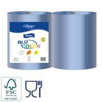 Industriālais papīrs BOBINA BLU, zils, 3-slāņu, celuloze, 192m, d-26cm, 800 loksnes