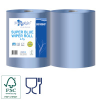 Industriālais papīrs, SUPER BLUE, zils, celuloza, 2 slāņi, d.- 29 cm, 340 m, 1000 lock., 3