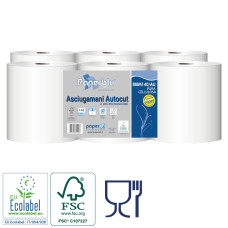 Papīra dvielis Autocut PAPERBLU,100%celuloze, 140 m, 2 slani, ø19 cm, h19,8cm, 20g/m2