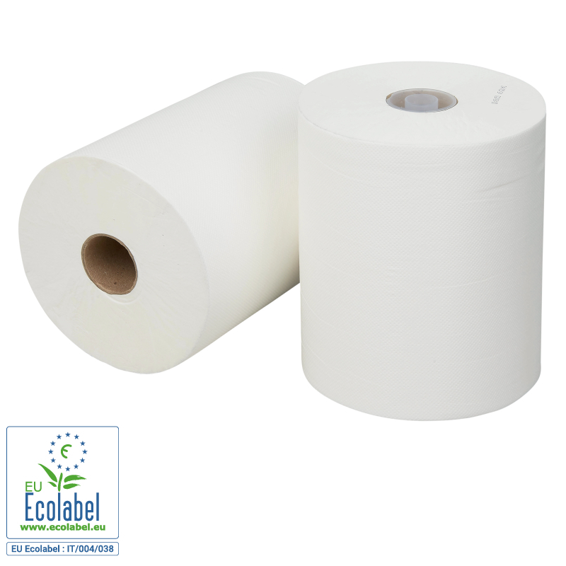 Roku dvielis, Euro Mini Matic white Plus, celuloze, 130m, 2 slāņi, ø14,7cm, h18,1cm, (1 ie