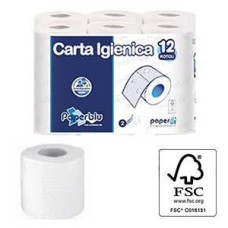 Tualetes papīrs PAPERBLU, 2-slāņu, 12ruļļi,165 loksnes/rullī, celuloze, 18m (L),9 cm (H),ø