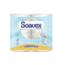 Tual. papīrs, stand, iep.4ruļļi x170 lok x12cm,20,4m, 3 kārt.16g/m2, SOAVEX PRESTIGE (9 ie