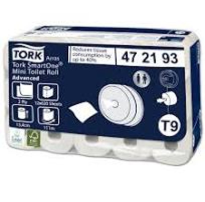 Tual. papīrs TORK SmartOne mini, 2-kart,111 m, 620 lok, h-13.4cm, d.14.9cm ( 12 gab./iep)