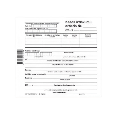 Kases izdevumu orderis 150x140mm 100 lap.