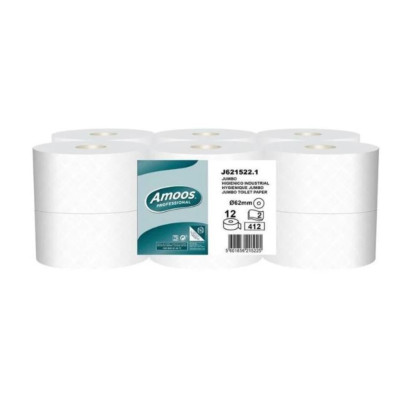 Tualetes papīrs Jumbo Estrella AMOOS, 2-slāņu, 412 loksnes (35x8,6cm), 144 m,15g/m2, ø 20